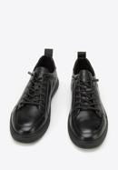 Męskie sneakersy skórzane z haftem, czarny, 94-M-951-3-42, Zdjęcie 3