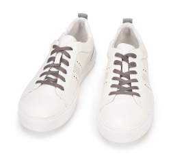 Męskie sneakersy skórzane z lakierowaną wstawką, biały, 93-M-502-0-39, Zdjęcie 1