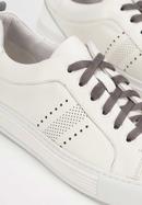 Męskie sneakersy skórzane z lakierowaną wstawką, biały, 93-M-502-0-42, Zdjęcie 7