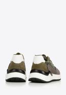 Men's leather trainers with a herringbone detail, green - gray, 96-M-952-8-45, Photo 5