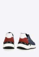Men's leather trainers with a herringbone detail, blue-red, 96-M-952-8-39, Photo 5