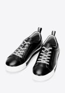 Men's perforated leather trainers, black-white, 92-M-901-1-40, Photo 2