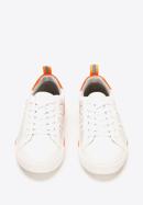 Męskie sneakersy skórzane z perforacjami, biało-pomarańczowy, 92-M-901-1-40, Zdjęcie 2