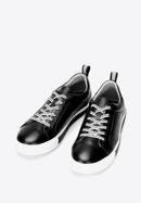 Men's perforated leather trainers, black-white, 92-M-901-1-40, Photo 5