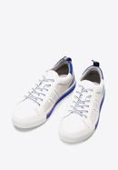 Męskie sneakersy skórzane z perforacjami, biało-niebieski, 92-M-901-1-40, Zdjęcie 5