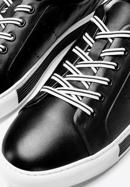 Męskie sneakersy skórzane z perforacjami, czarno-biały, 92-M-901-1-40, Zdjęcie 6