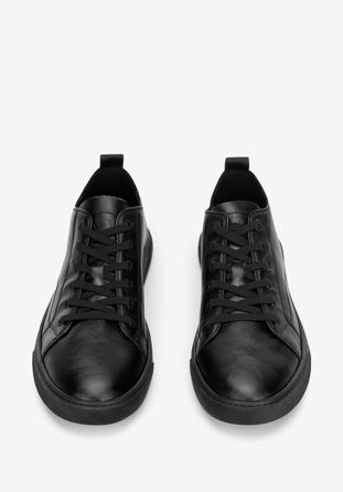 Męskie sneakersy skórzane z przeszyciami, czarny, 92-M-912-1-40, Zdjęcie 1