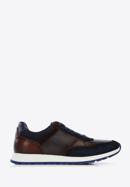 Men's leather trainers, navy blue-brown, 96-M-711-4-39, Photo 1