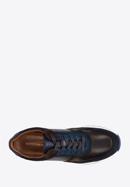 Men's leather trainers, navy blue-brown, 96-M-711-N-43, Photo 5