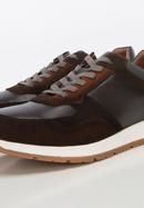 Men's leather trainers, brown-grey, 96-M-711-4-41, Photo 8