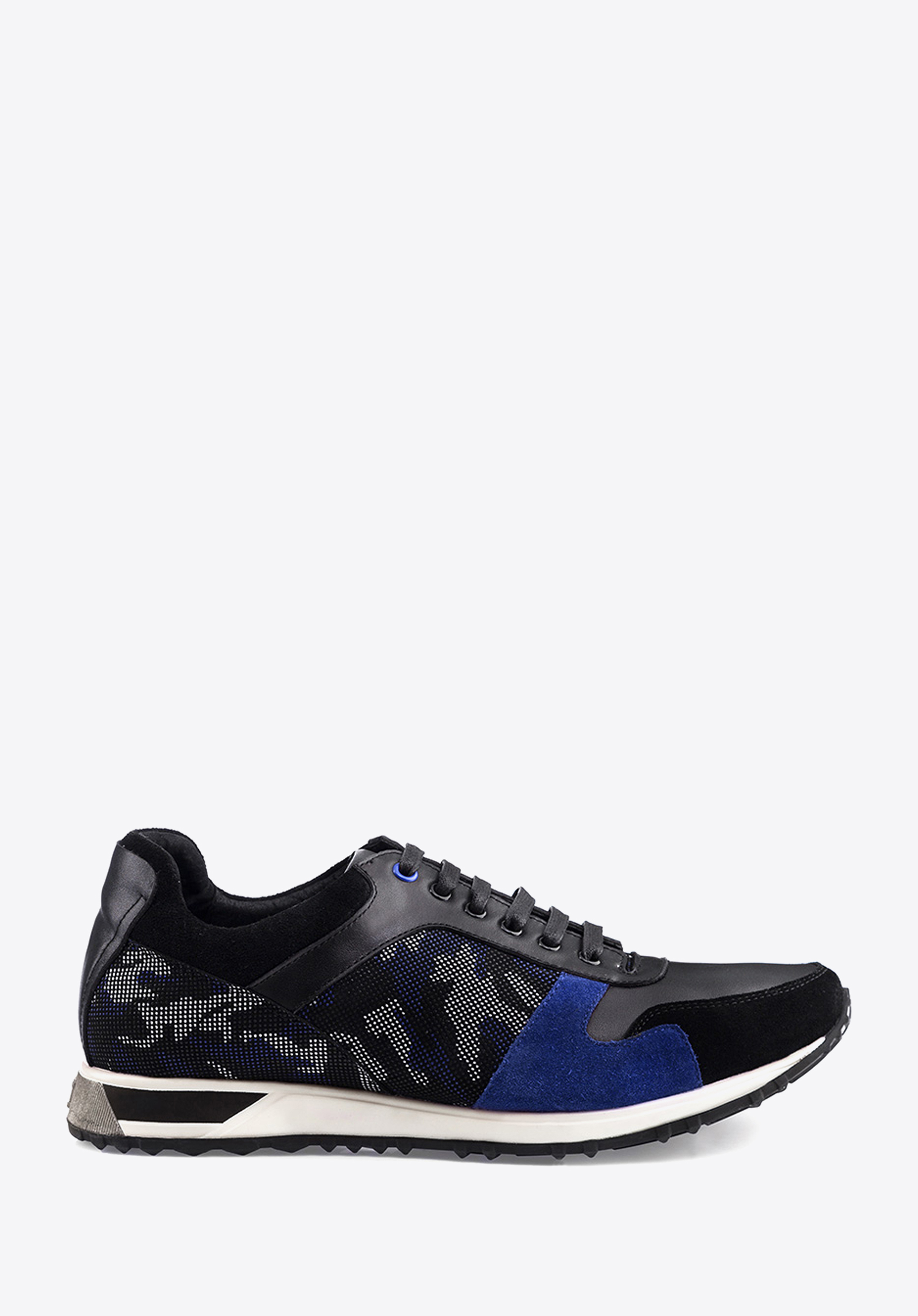 Męskie sneakersy z motywem moro, czarno-niebieski, 85-M-927-1-40, Zdjęcie 1
