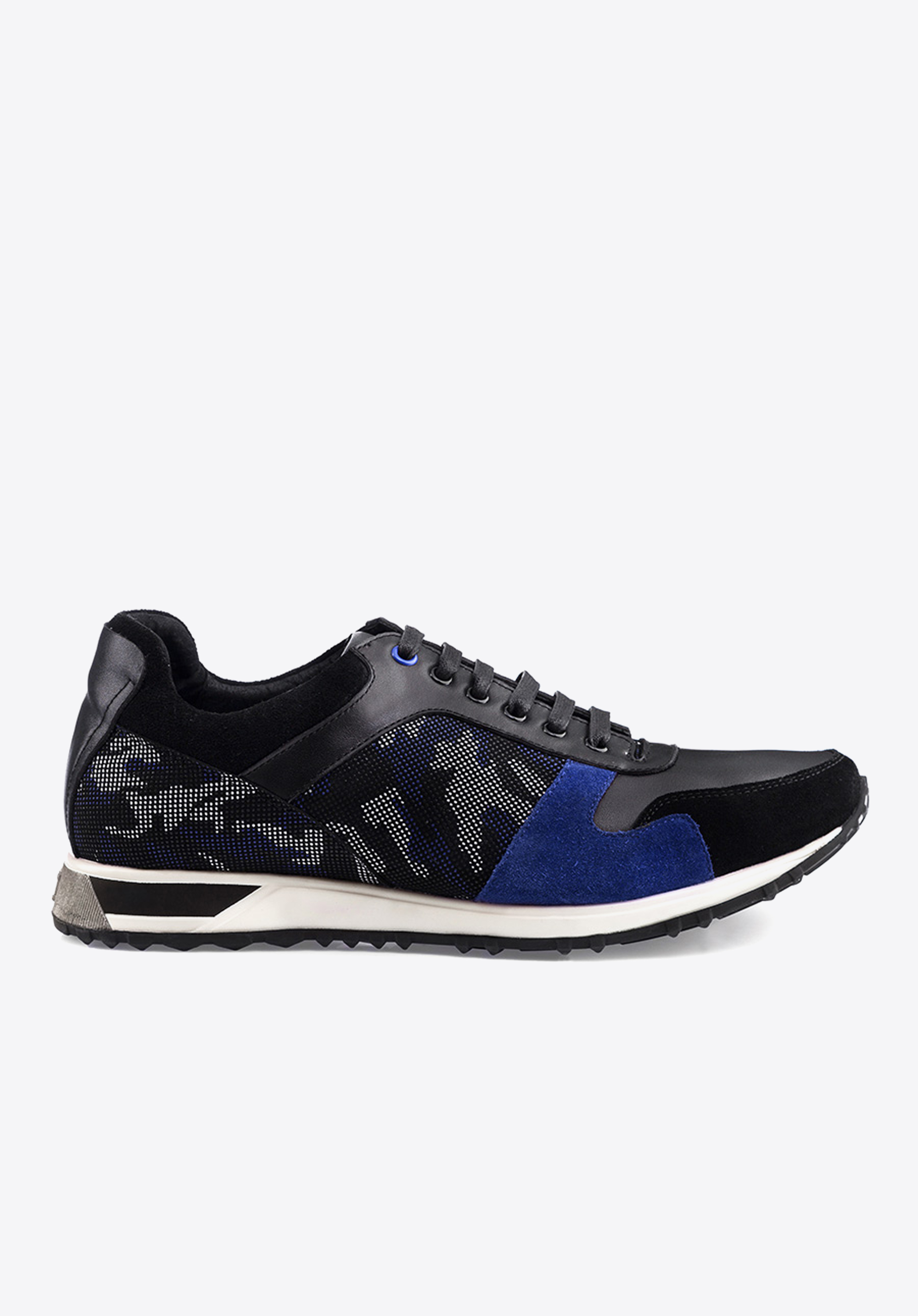 Męskie sneakersy z motywem moro, czarno-niebieski, 85-M-927-1-40, Zdjęcie 1