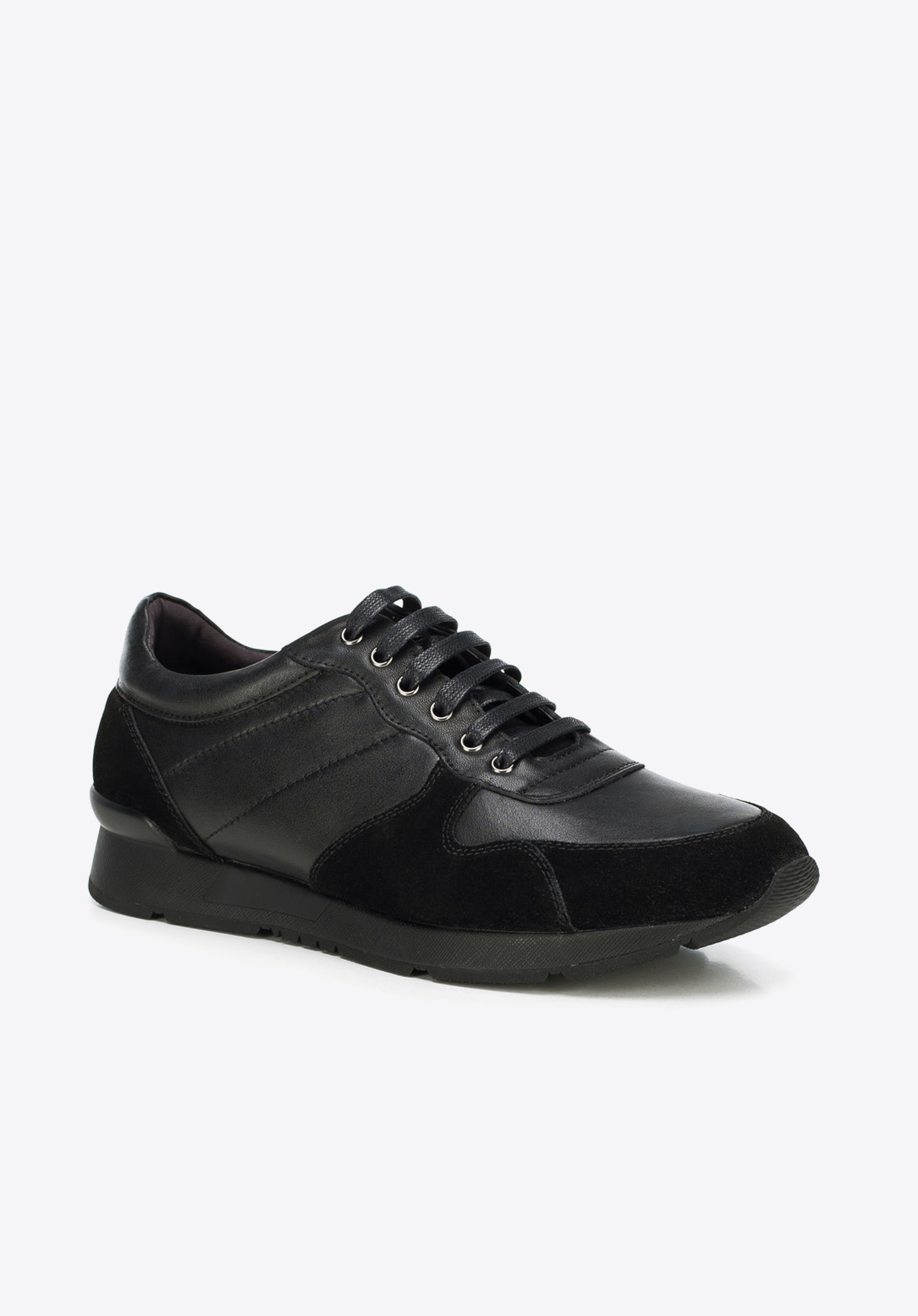 Męskie sneakersy z nubuku i skóry licowej, czarny, 89-M-509-1-41, Zdjęcie 1