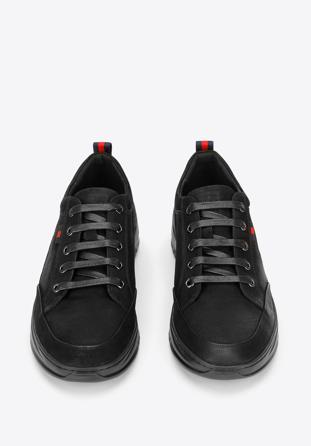 Męskie sneakersy z nubuku na grubej podeszwie, czarny, 92-M-913-1-40, Zdjęcie 1