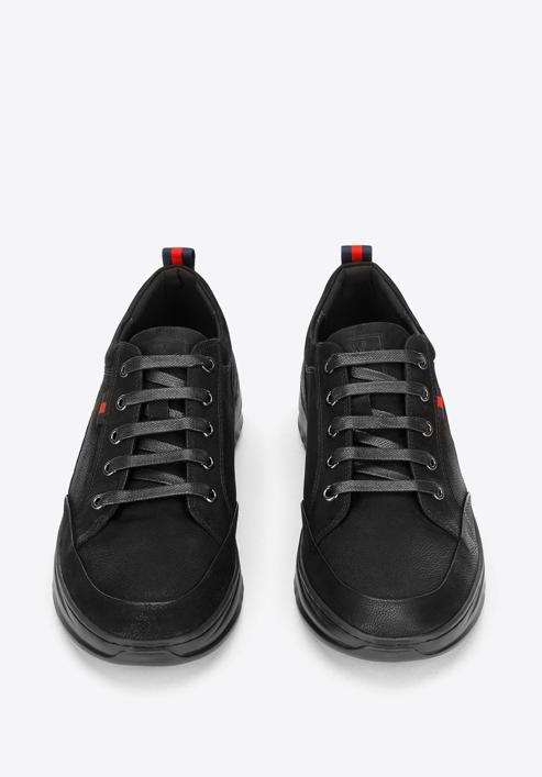 Męskie sneakersy z nubuku na grubej podeszwie, czarny, 92-M-913-7-40, Zdjęcie 2