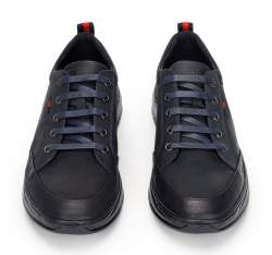 Men's nubuck trainers with a thick sole, black-navy blue, 92-M-913-7-45, Photo 1