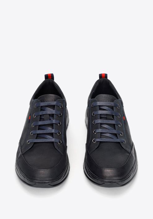 Men's nubuck trainers with a thick sole, black-navy blue, 92-M-913-7-40, Photo 2