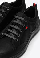 Men's nubuck trainers with a thick sole, black, 92-M-913-7-40, Photo 6