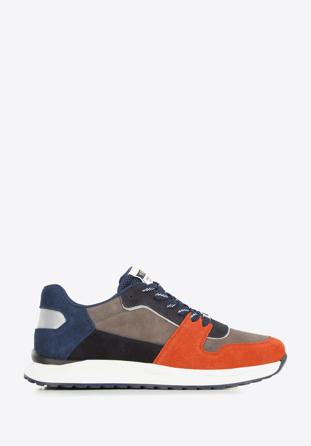 Men's suede trainers, grey-orange, 96-M-953-3-42, Photo 1