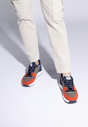 Men's suede trainers, grey-orange, 96-M-953-3-40, Photo 1