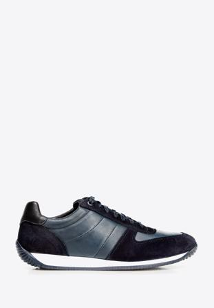 Męskie sneakersy z różnych skór, niebieski, 92-M-350-7-40, Zdjęcie 1