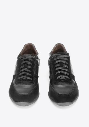 Men's leather trainers, black, 92-M-350-1-43, Photo 1