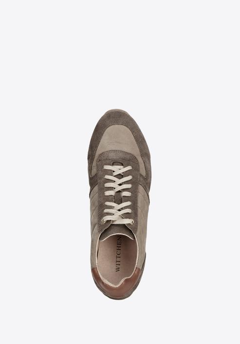 Men's leather trainers, beige, 92-M-350-1-42, Photo 3
