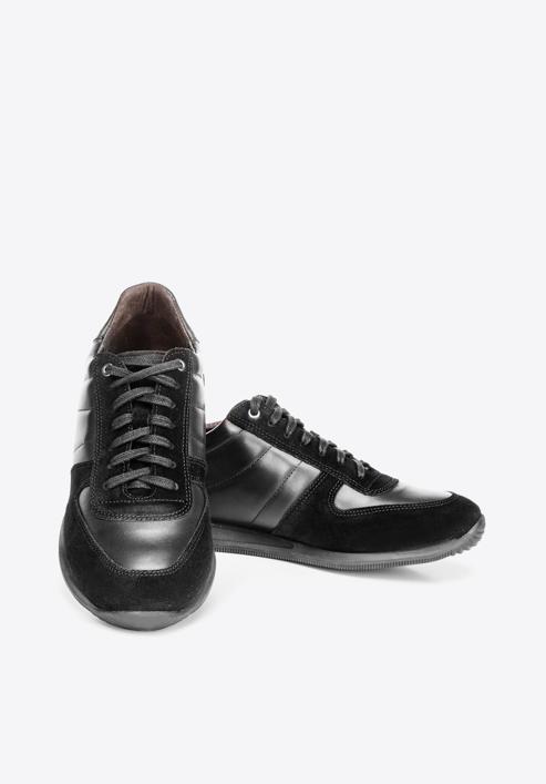 Men's leather trainers, black, 92-M-350-1-42, Photo 6