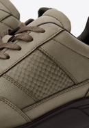 Męskie sneakersy z wegańskiej skóry ze wstawką lizard, khaki, 93-M-301-Z-41, Zdjęcie 9