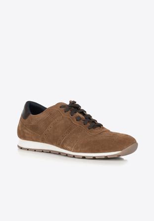 Men's suede lace up trainers, brown, 90-M-301-5-40, Photo 1