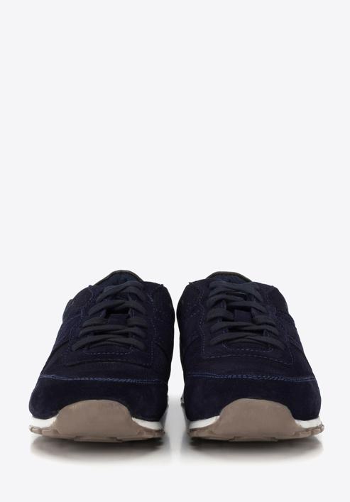 Men's suede lace up trainers, navy blue, 90-M-301-7-40, Photo 4