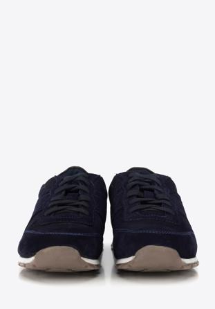 Men's suede lace up trainers, navy blue, 90-M-301-7-40, Photo 1