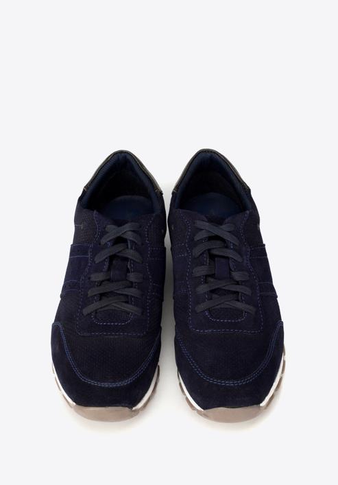 Men's suede lace up trainers, navy blue, 90-M-301-7-39, Photo 7