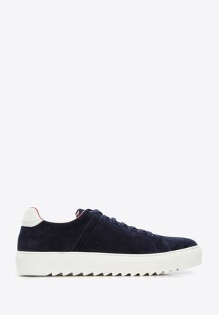 Men's suede trainers, navy blue, 96-M-709-N-45, Photo 1