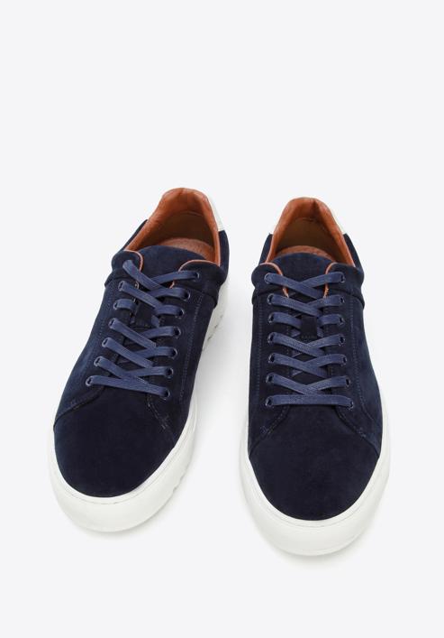 Men's suede trainers, navy blue, 96-M-709-N-40, Photo 3