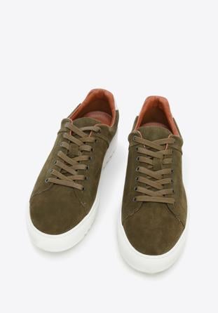 Men's suede trainers, green, 96-M-709-Z-44, Photo 1