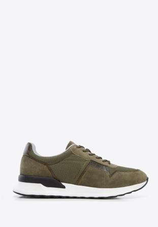 Men's suede trainers, green, 96-M-513-Z-43, Photo 1