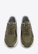Męskie sneakersy zamszowe z elastycznymi wstawkami, zielony, 96-M-513-N-42, Zdjęcie 2