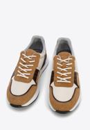 Męskie sneakersy zamszowe z elastycznymi wstawkami, brązowy, 96-M-513-N-42, Zdjęcie 3