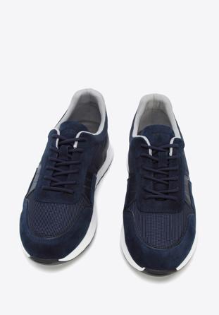 Men's suede trainers, navy blue, 96-M-513-N-39, Photo 1