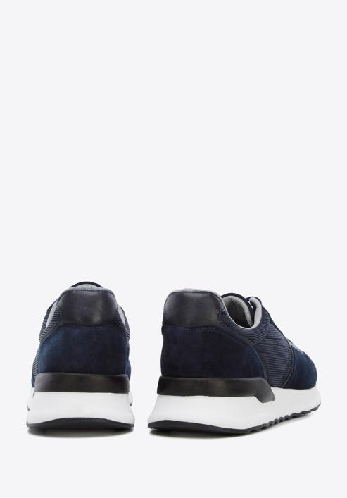 Men's suede trainers, navy blue, 96-M-513-N-44, Photo 5