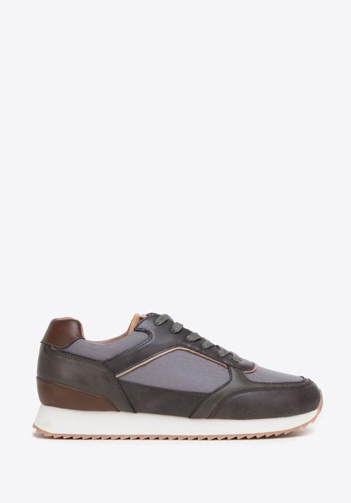 Men's faux leather trainers, grey-brown, 98-M-700-8-41, Photo 1