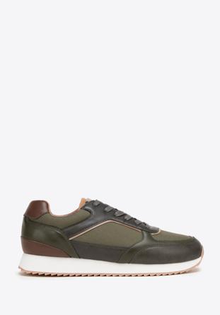 Men's faux leather trainers, green, 98-M-700-Z-43, Photo 1