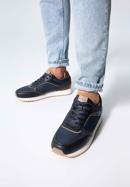 Men's faux leather trainers, navy blue, 98-M-700-N-45, Photo 15