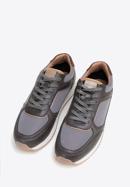 Męskie sneakersy ze skóry ekologicznej ze wstawkami, szaro-brązowy, 98-M-700-8-42, Zdjęcie 2
