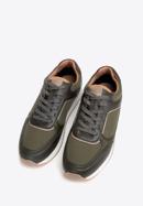Męskie sneakersy ze skóry ekologicznej ze wstawkami, zielony, 98-M-700-N-44, Zdjęcie 2