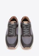 Męskie sneakersy ze skóry ekologicznej ze wstawkami, szaro-brązowy, 98-M-700-Z-45, Zdjęcie 3