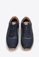 Men's faux leather trainers, navy blue, 98-M-700-N-41, Photo 3