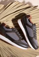 Męskie sneakersy ze skóry ekologicznej ze wstawkami, szaro-brązowy, 98-M-700-8-43, Zdjęcie 30