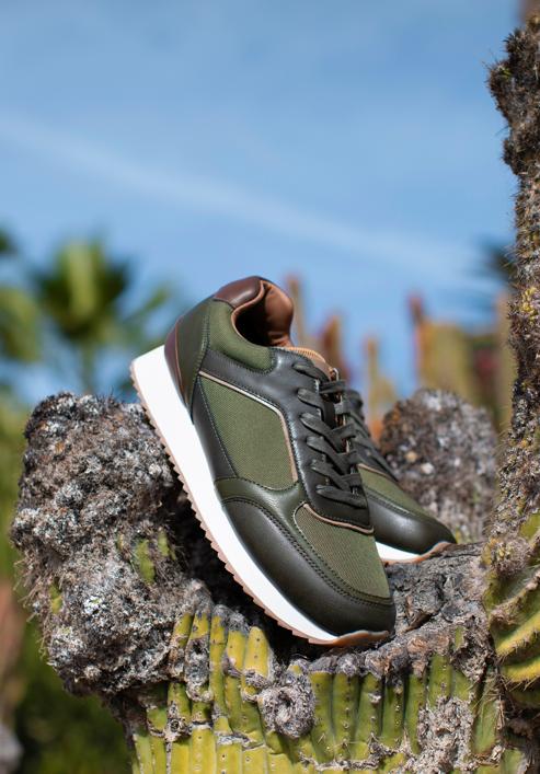 Męskie sneakersy ze skóry ekologicznej ze wstawkami, zielony, 98-M-700-N-44, Zdjęcie 30